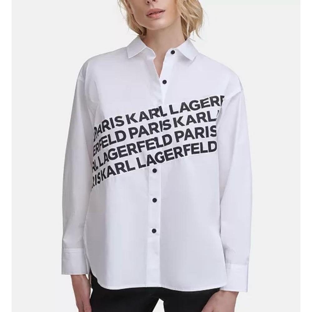 Karl Lagerfeld White Shirt with Black Lettering